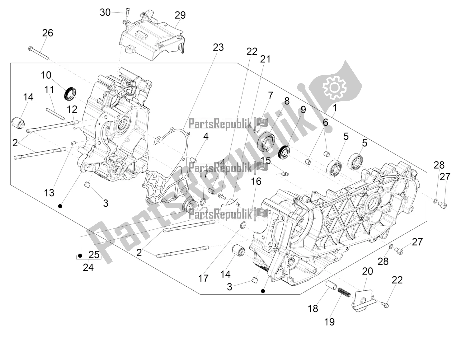 Todas as partes de Bloco Do Motor do Vespa GTS 150 Super-Super Sport ABS Apac 2020