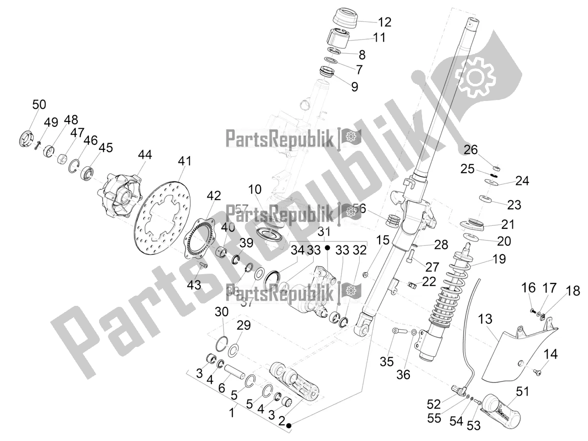 Tutte le parti per il Forcella / Tubo Sterzo - Unità Cuscinetto Sterzo del Vespa GTS 150 Super-Super Sport ABS Apac 2020