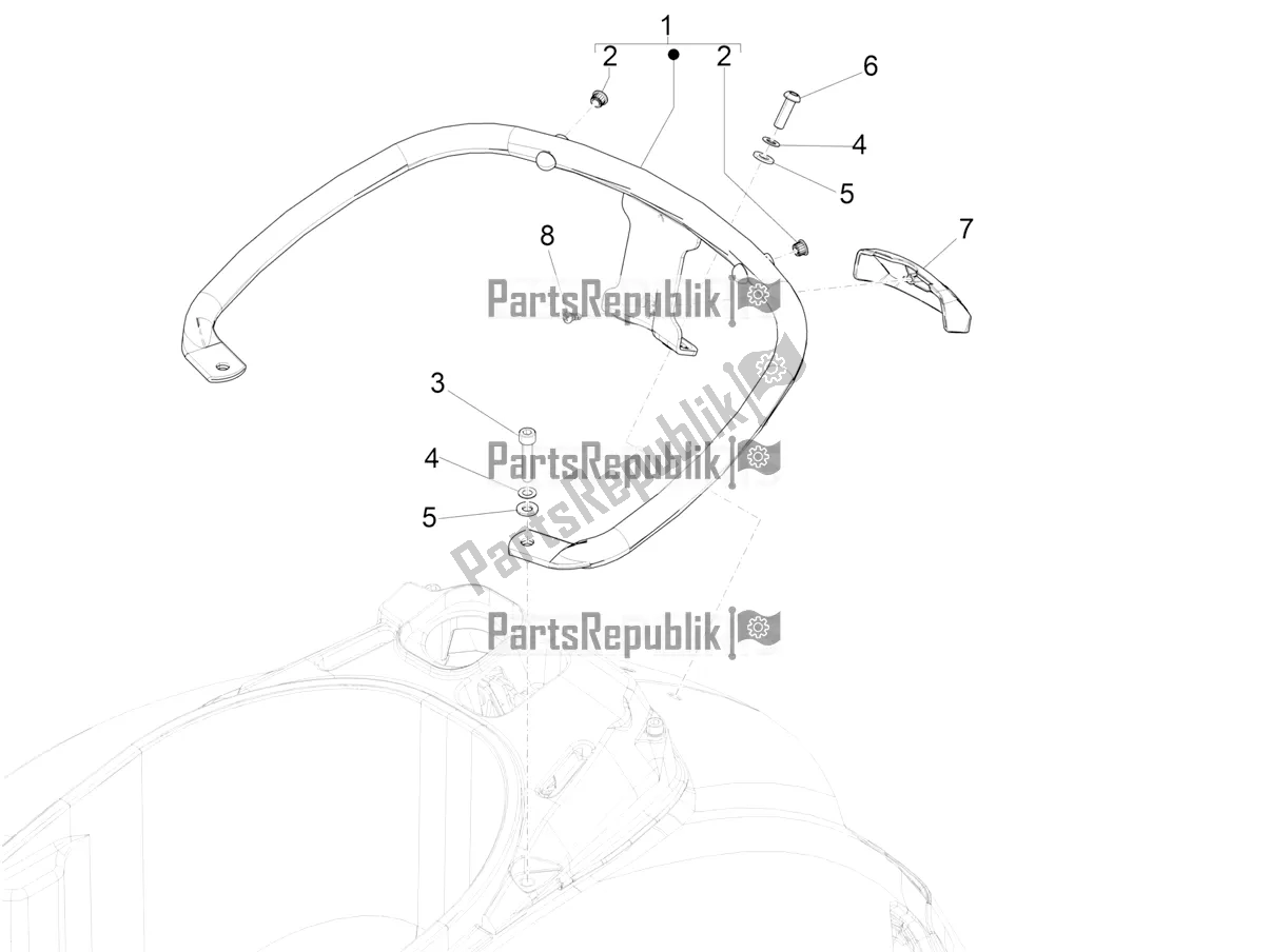 Toutes les pièces pour le Porte-bagages Arrière du Vespa GTS 150 Super-Super Sport ABS Apac 2020