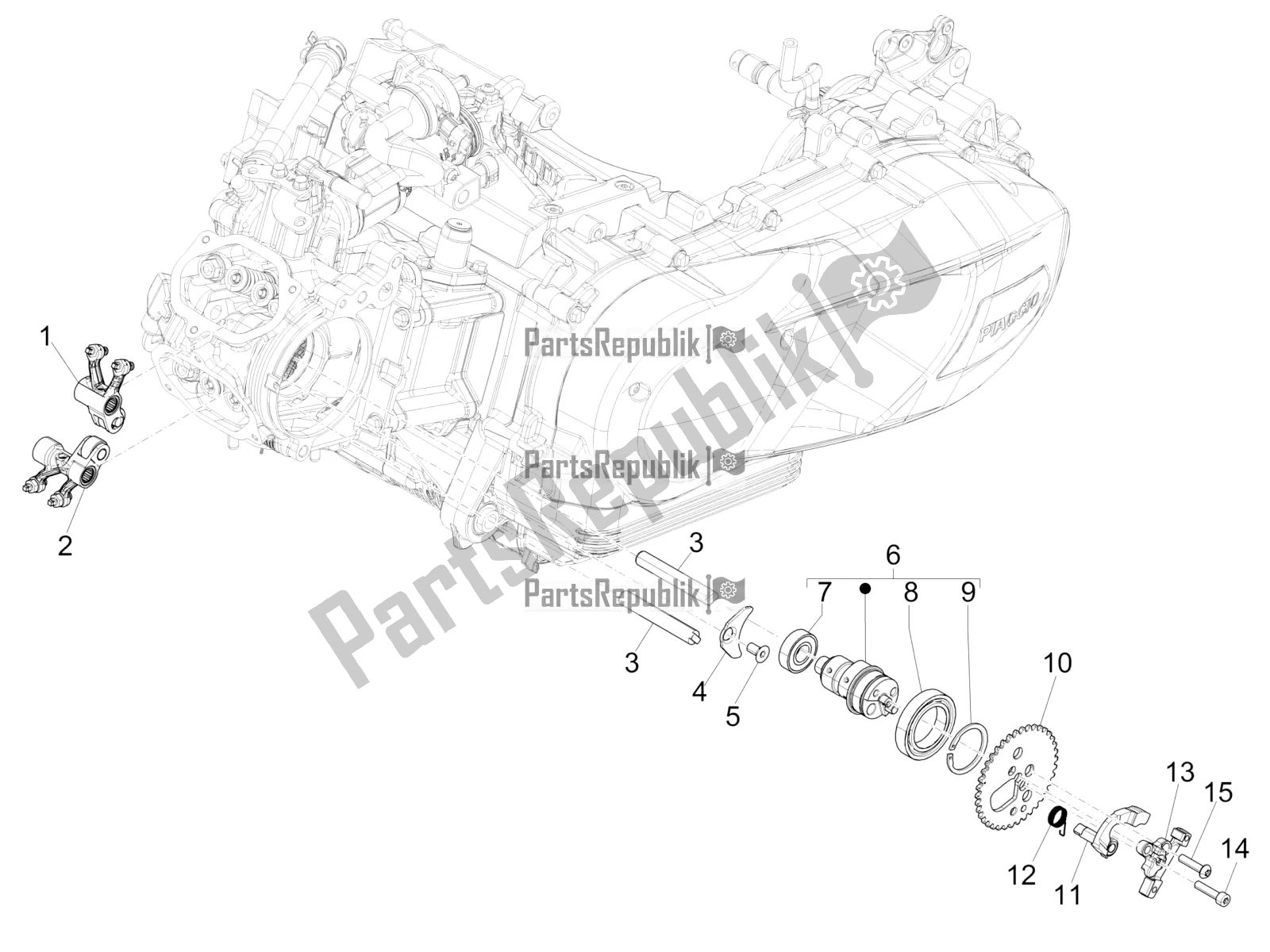 Todas las partes para Unidad De Soporte De Palancas Oscilantes de Vespa GTS 150 Super-Super Sport ABS Apac 2020