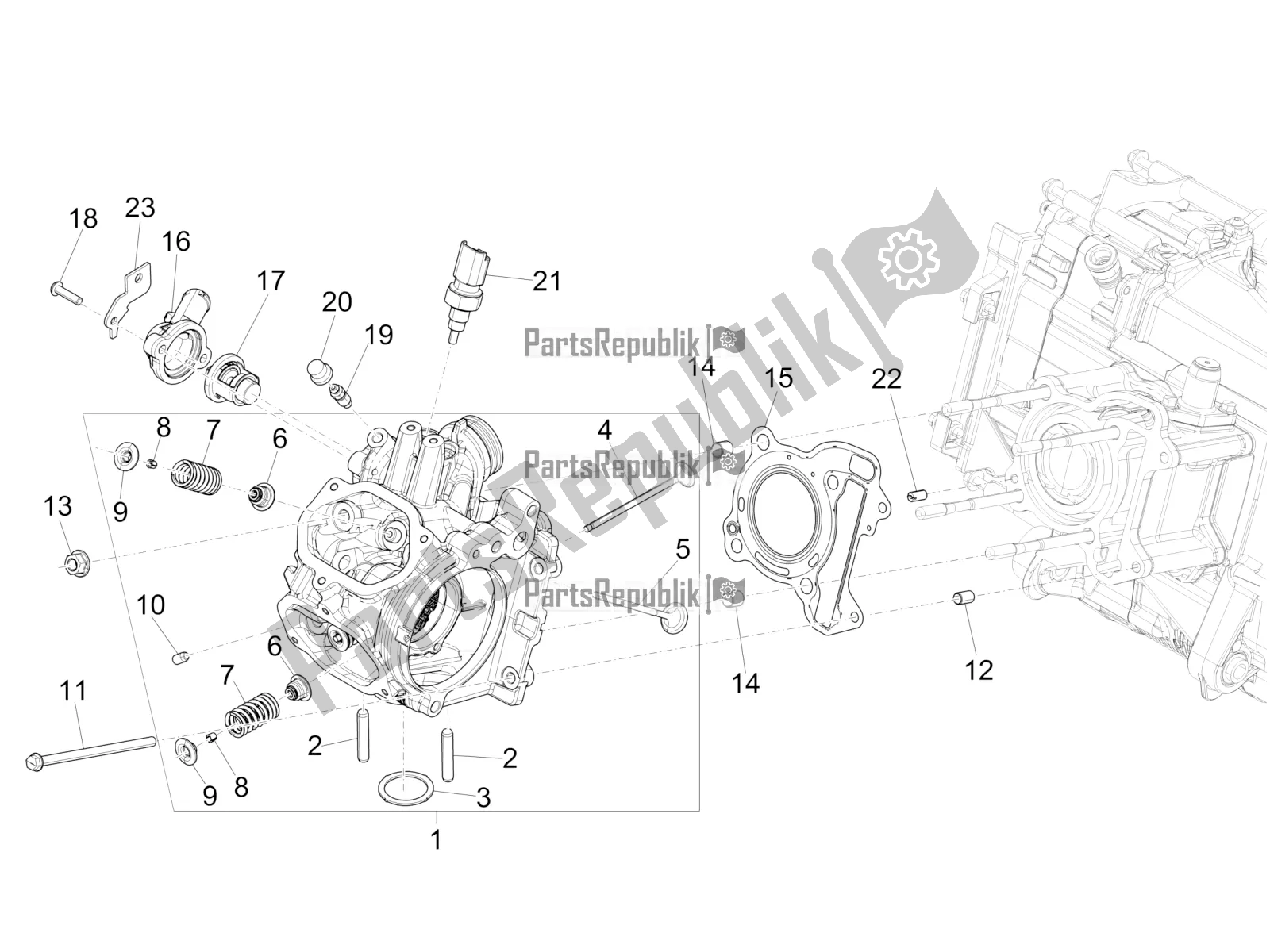 Todas as partes de Cylinder Head Unit - Valve do Vespa GTS 150 Super-Super Sport ABS Apac 2021