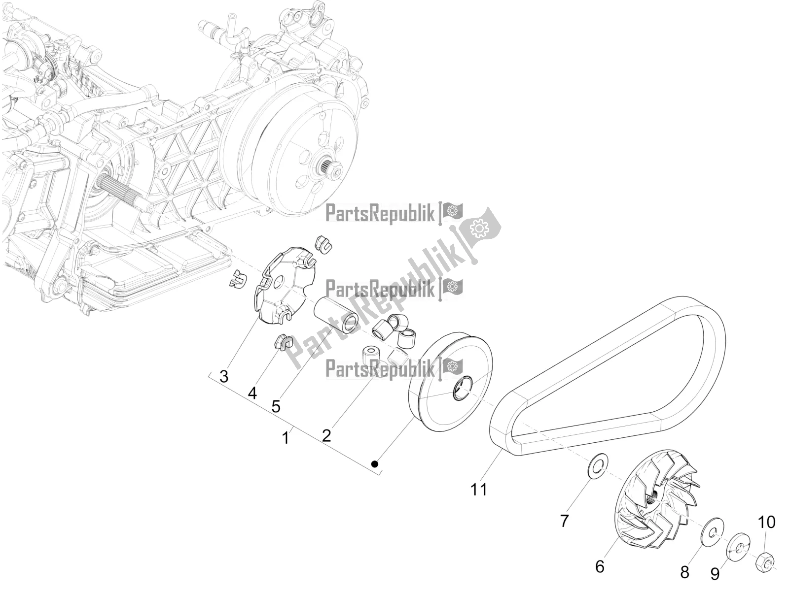All parts for the Driving Pulley of the Vespa GTS 150 Super-Super Sport ABS Apac 2021