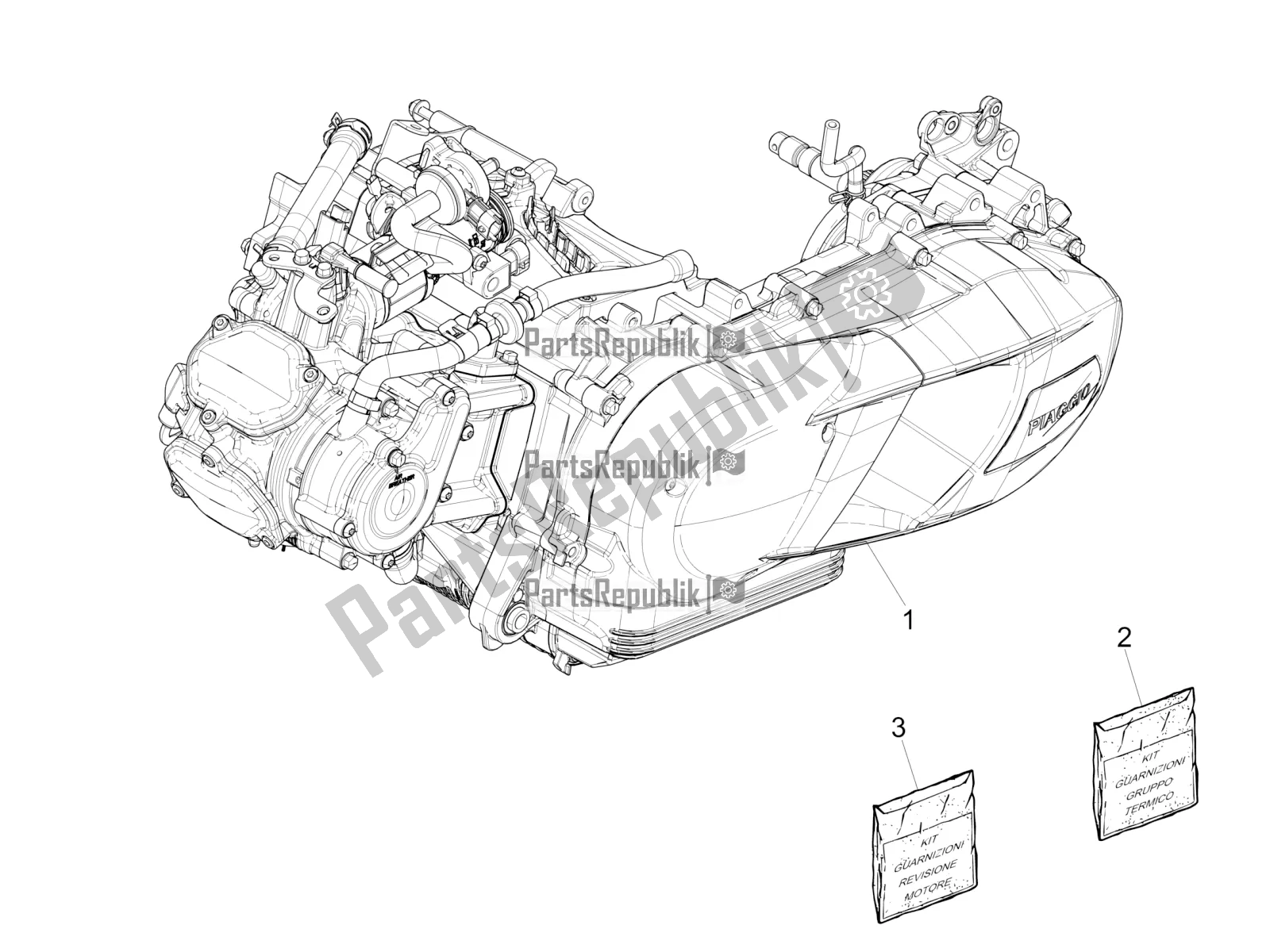 Todas las partes para Ensamblaje Del Motor de Vespa GTS 150 Super-Super Sport ABS Apac 2021