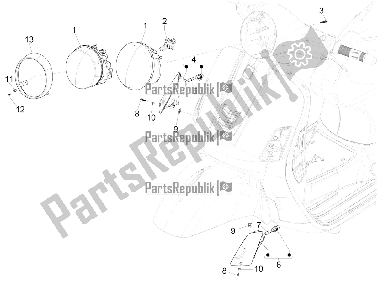 Todas as partes de Faróis Dianteiros - Luzes De Pisca do Vespa GTS 150 Super-Super Sport ABS Apac 2021