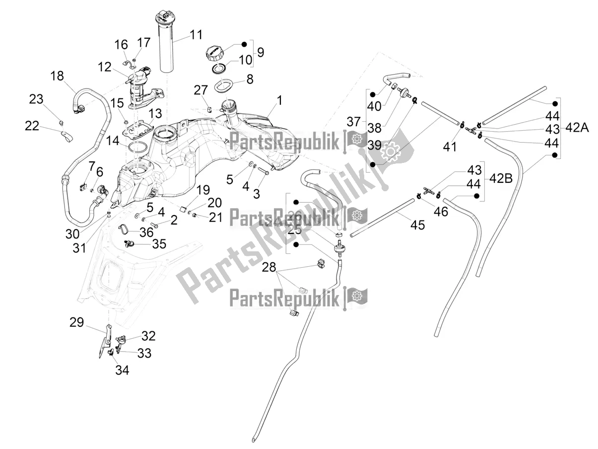 Todas las partes para Depósito De Combustible de Vespa GTS 150 Super-Super Sport ABS Apac 2021