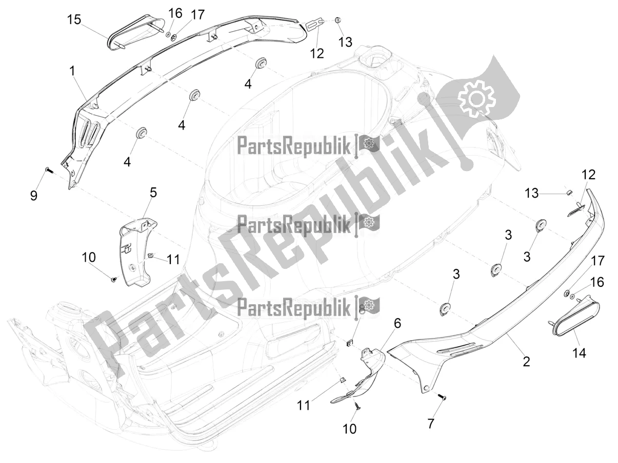 Todas las partes para Cubierta Lateral - Alerón de Vespa GTS 150 Super-Super Sport ABS Apac 2021