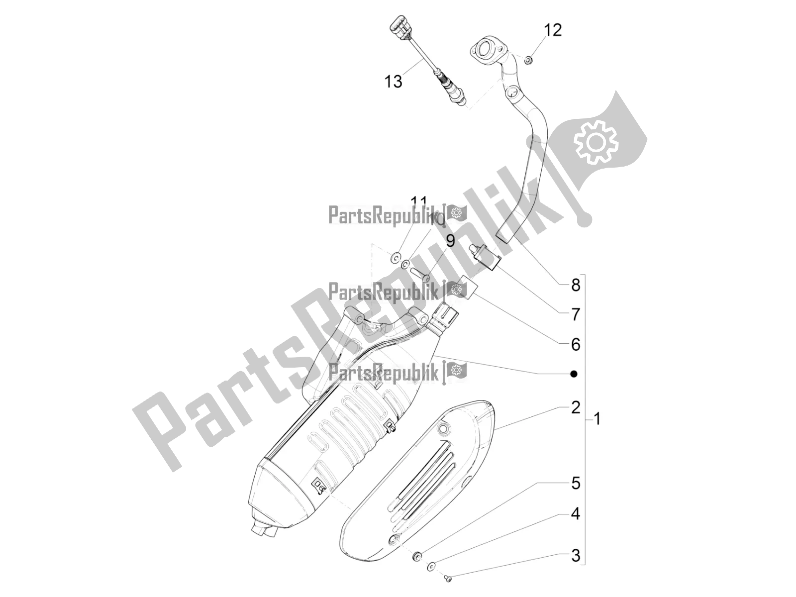 Todas las partes para Silenciador de Vespa GTS 150 Super-Super Sport ABS Apac 2021