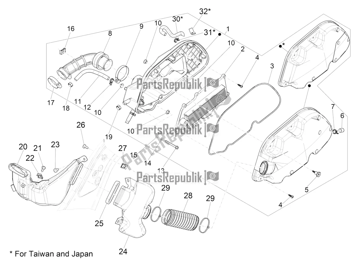 Toutes les pièces pour le Filtre à Air du Vespa GTS 150 Super-Super Sport ABS Apac 2022