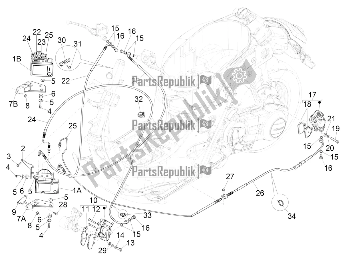 Toutes les pièces pour le Tuyaux De Freins - étriers (abs) du Vespa GTS 150 Super-Super Sport ABS Apac 2022