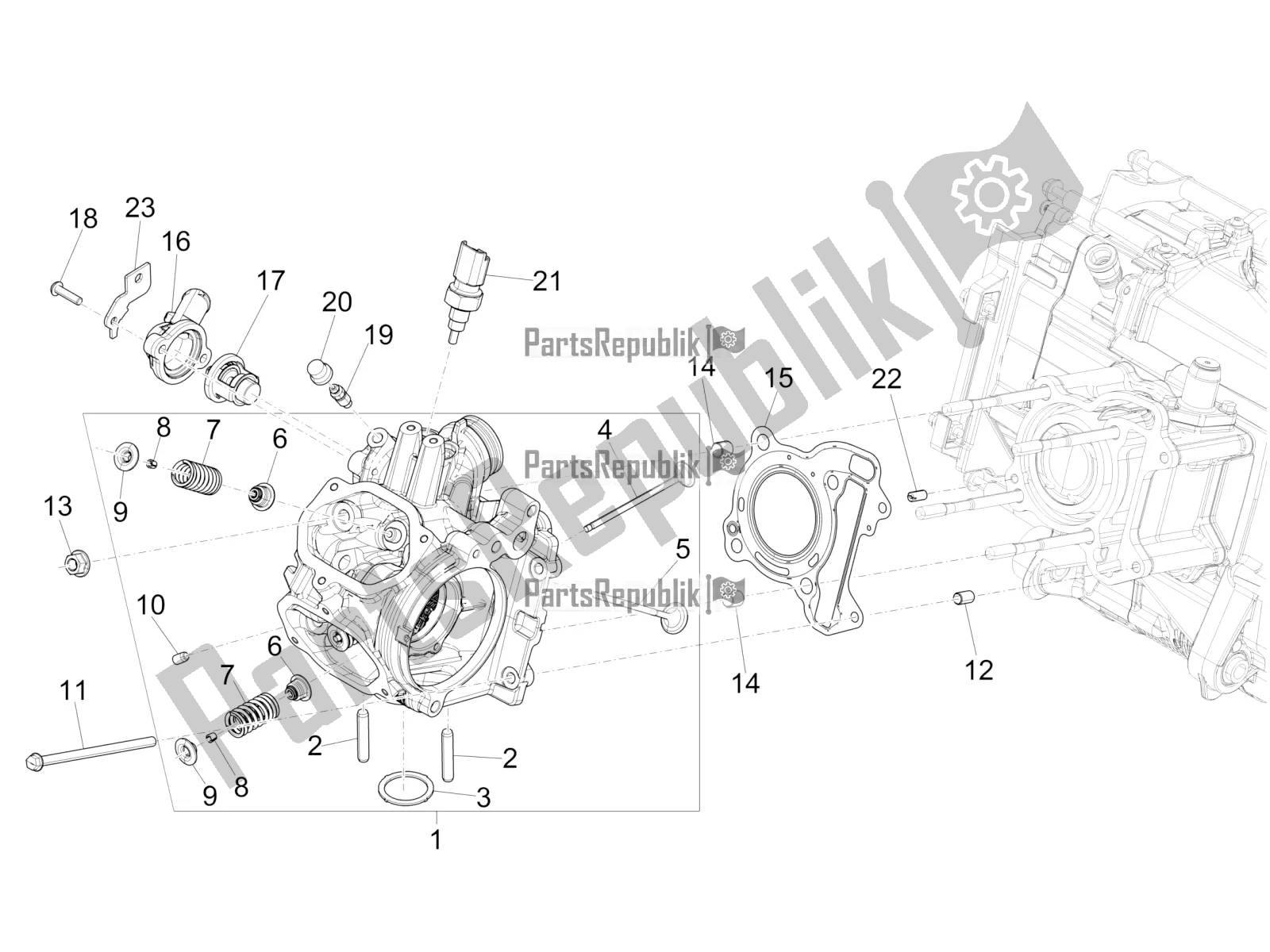 Tutte le parti per il Cylinder Head Unit - Valve del Vespa GTS 150 Super-Super Sport ABS Apac 2022