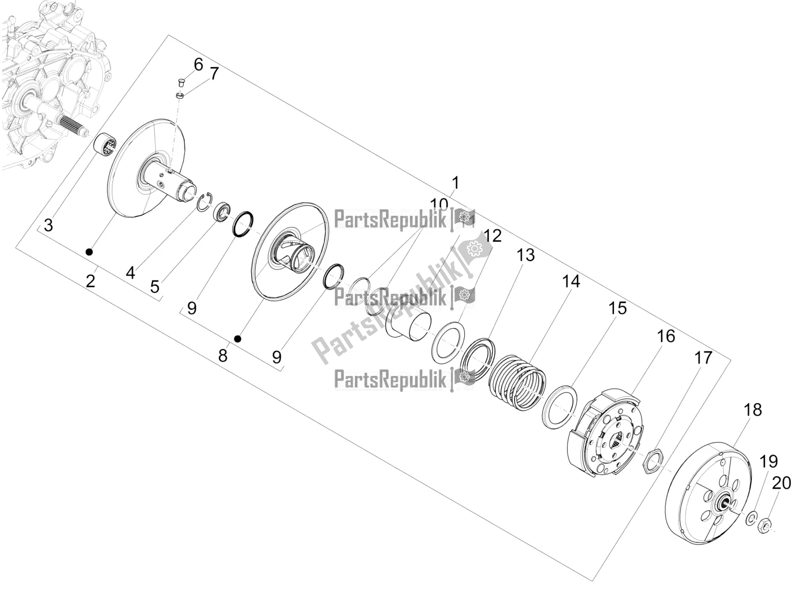 Todas las partes para Polea Conducida de Vespa GTS 150 Super-Super Sport ABS Apac 2022