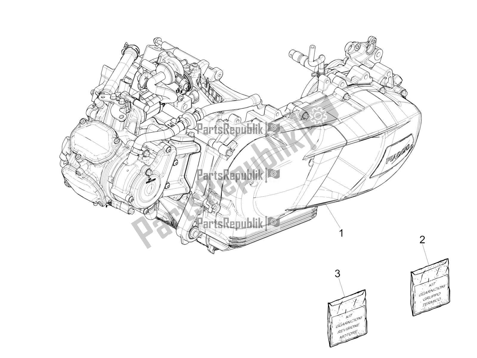 Todas las partes para Ensamblaje Del Motor de Vespa GTS 150 Super-Super Sport ABS Apac 2022