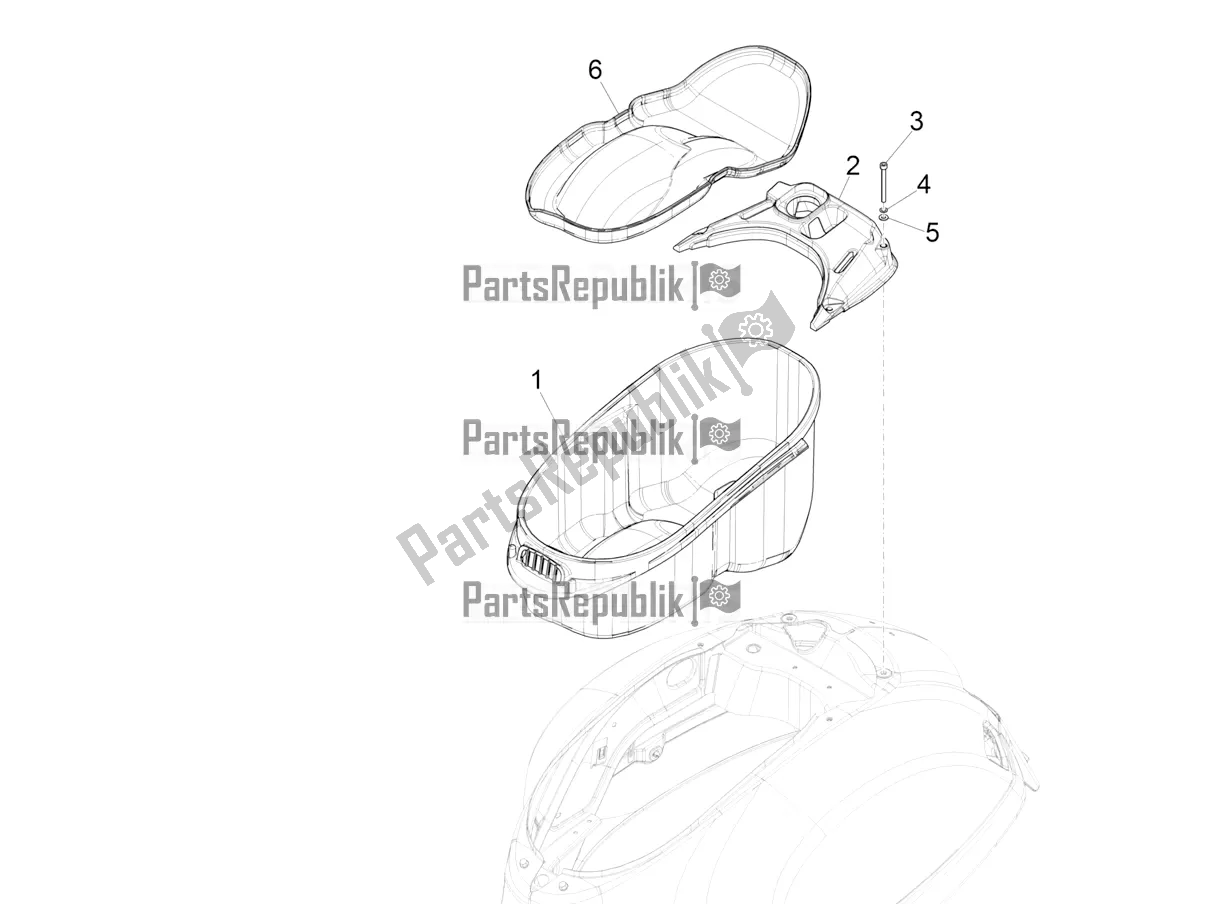 Wszystkie części do Obudowa Kasku - Pod Siod? Em Vespa GTS 150 Super-Super Sport ABS Apac 2022