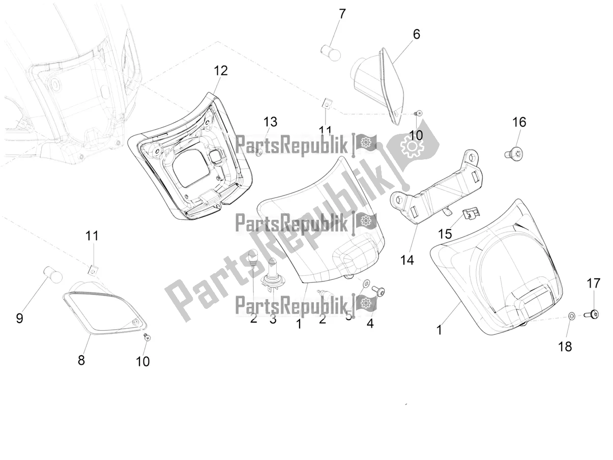 All parts for the Rear Headlamps - Turn Signal Lamps of the Vespa GTS 150 Super-Super Sport ABS Apac 2022