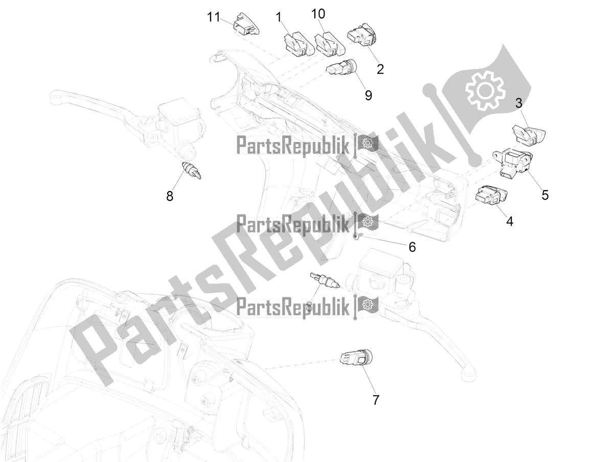 Toutes les pièces pour le Sélecteurs - Interrupteurs - Boutons du Vespa GTS 150 Super-Super Sport ABS Apac 2022