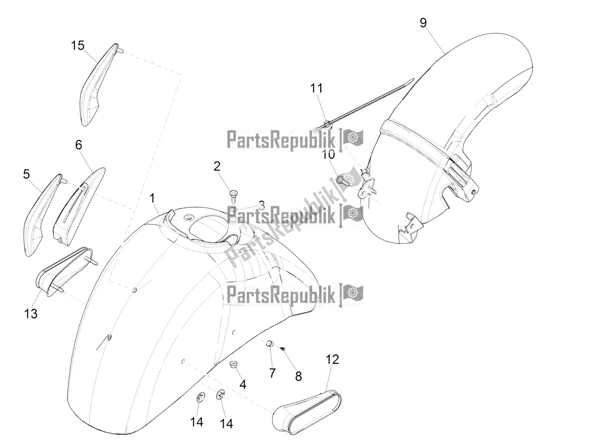 All parts for the Wheel Huosing - Mudguard of the Vespa GTS 150 Super-Super Sport ABS Apac 2022