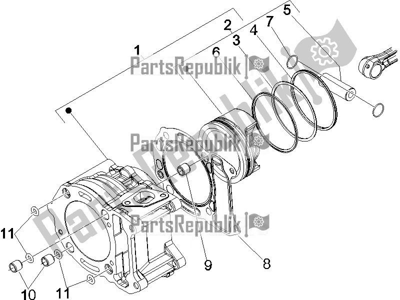 Toutes les pièces pour le Unité Cylindre-piston-axe De Poignet du Vespa GTS 250 4V IE 2016