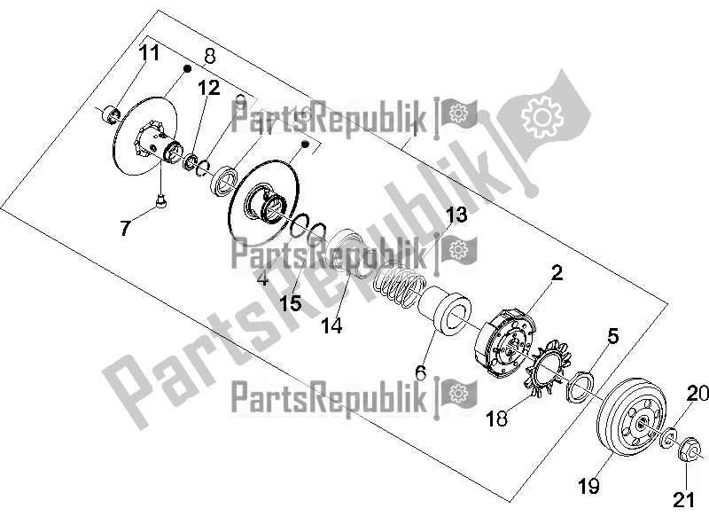 Todas las partes para Polea Conducida de Vespa GTS 250 4V IE 2016