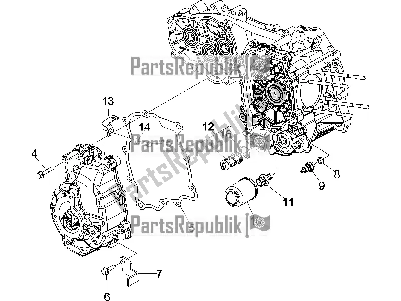 Toutes les pièces pour le Couvercle Magnéto Volant - Filtre à Huile du Vespa GTS 250 4V IE 2016