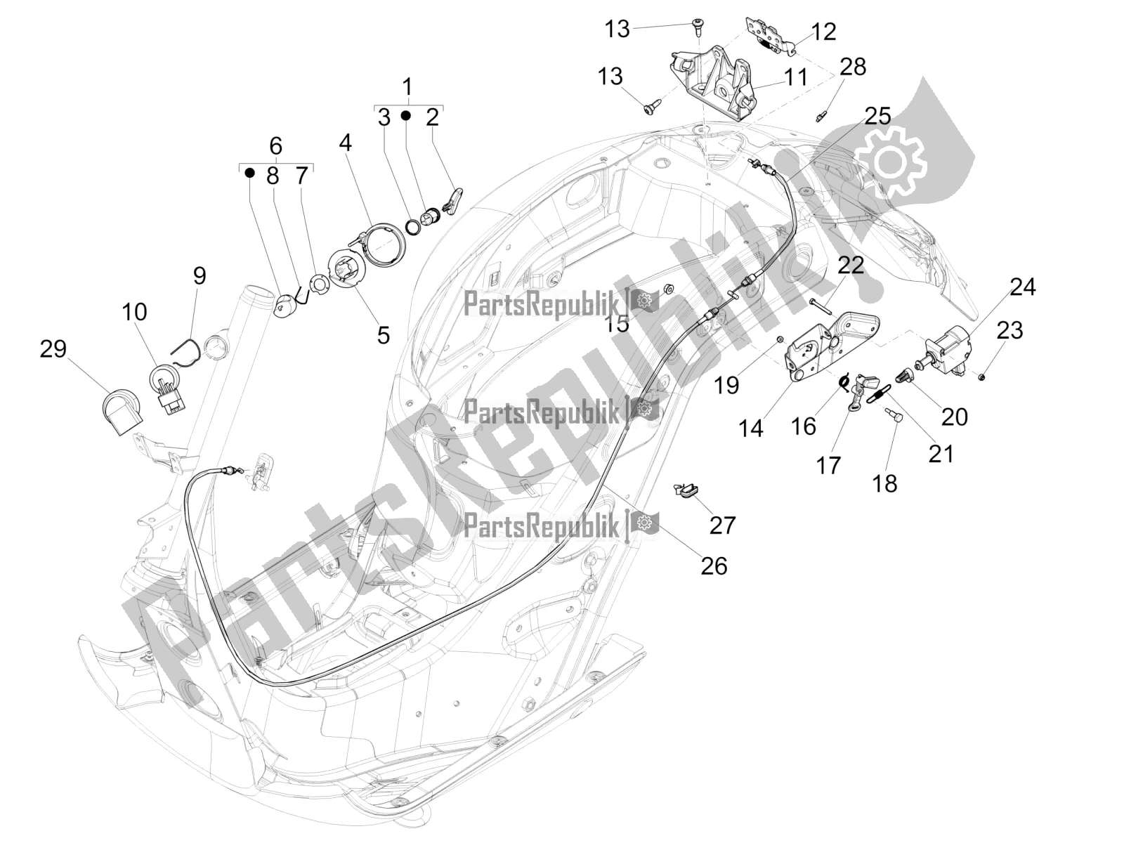 Todas las partes para Cerraduras de Vespa GTS 250 4V IE 2016