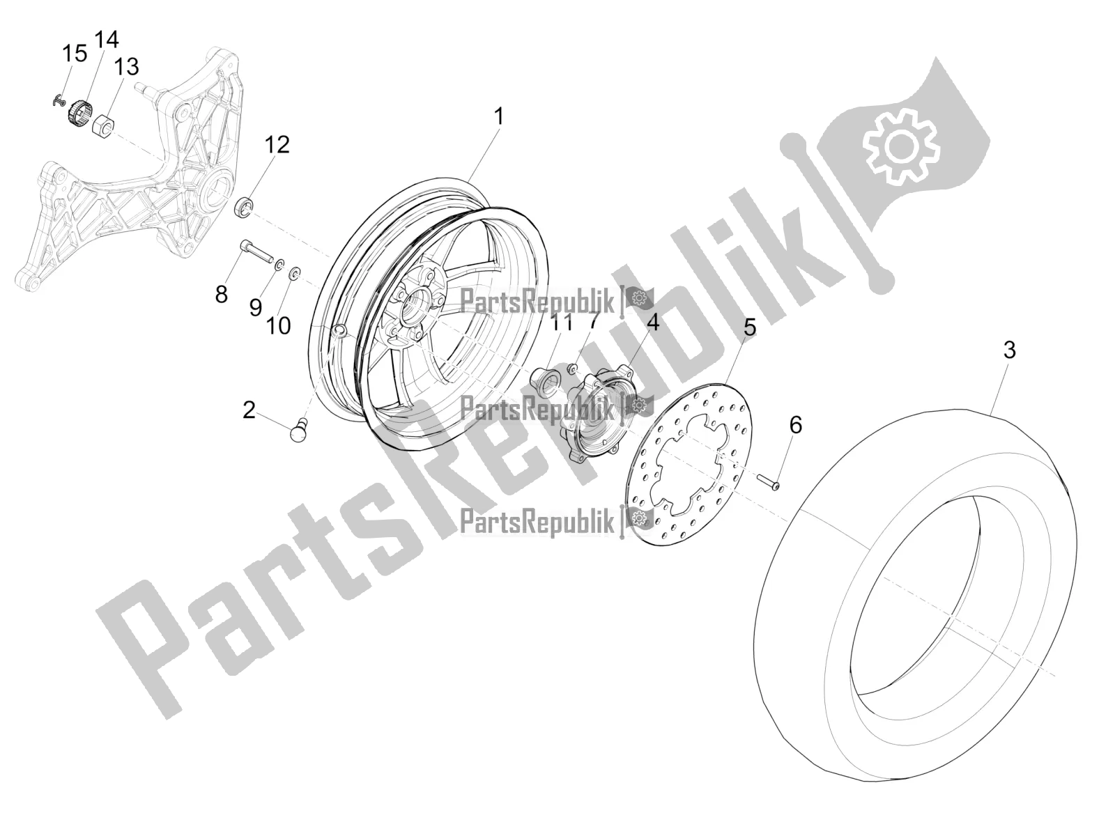 Toutes les pièces pour le Roue Arrière du Vespa GTS 250 4V IE 2016