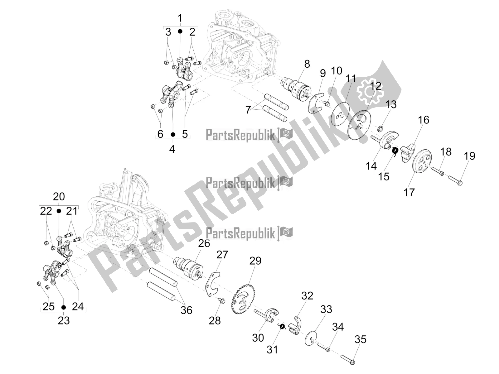 Todas las partes para Unidad De Soporte De Palancas Oscilantes de Vespa GTS 250 4V IE 2016