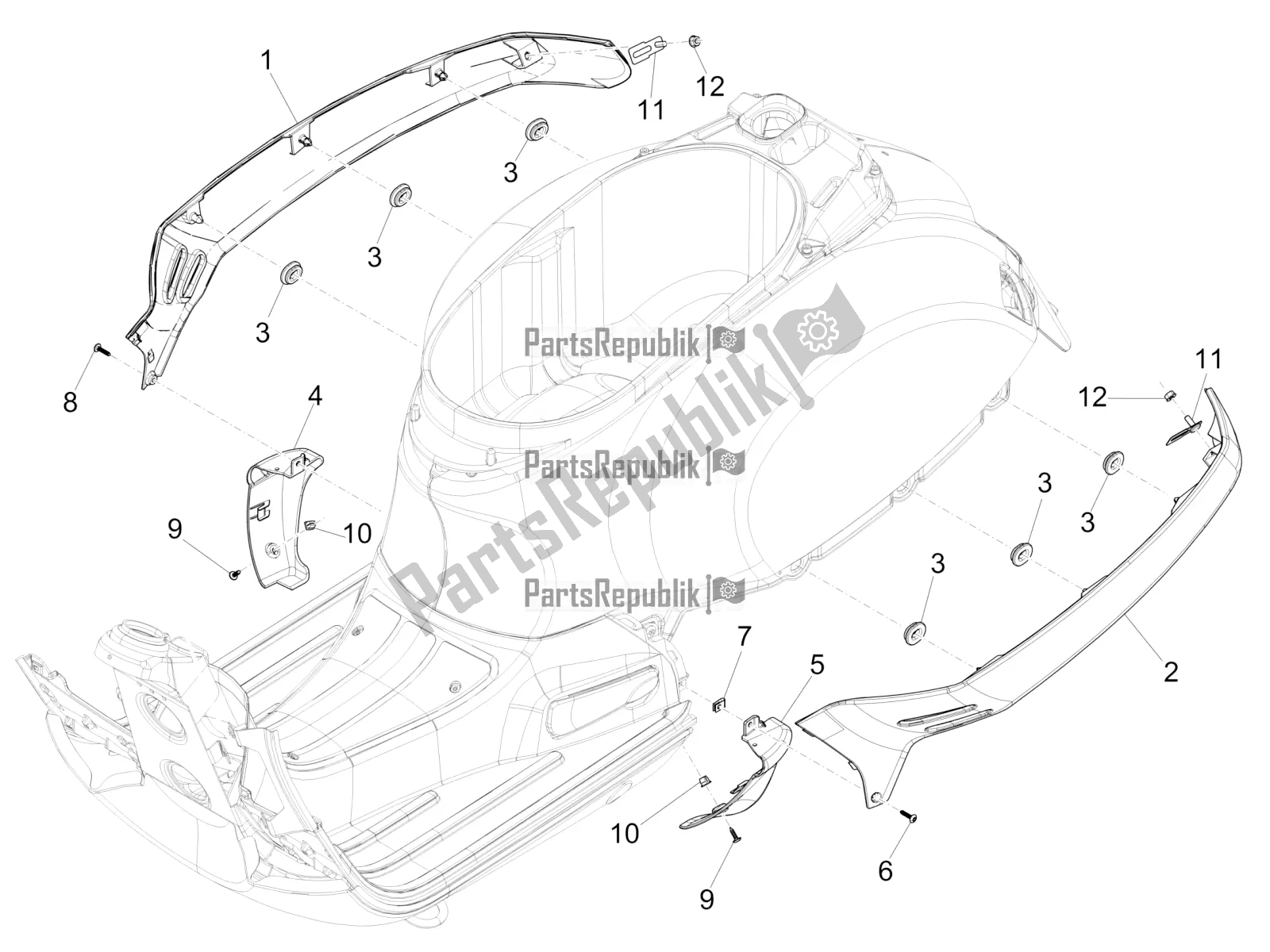 Toutes les pièces pour le Couvercle Latéral - Spoiler du Vespa GTS 250 4V IE 2016