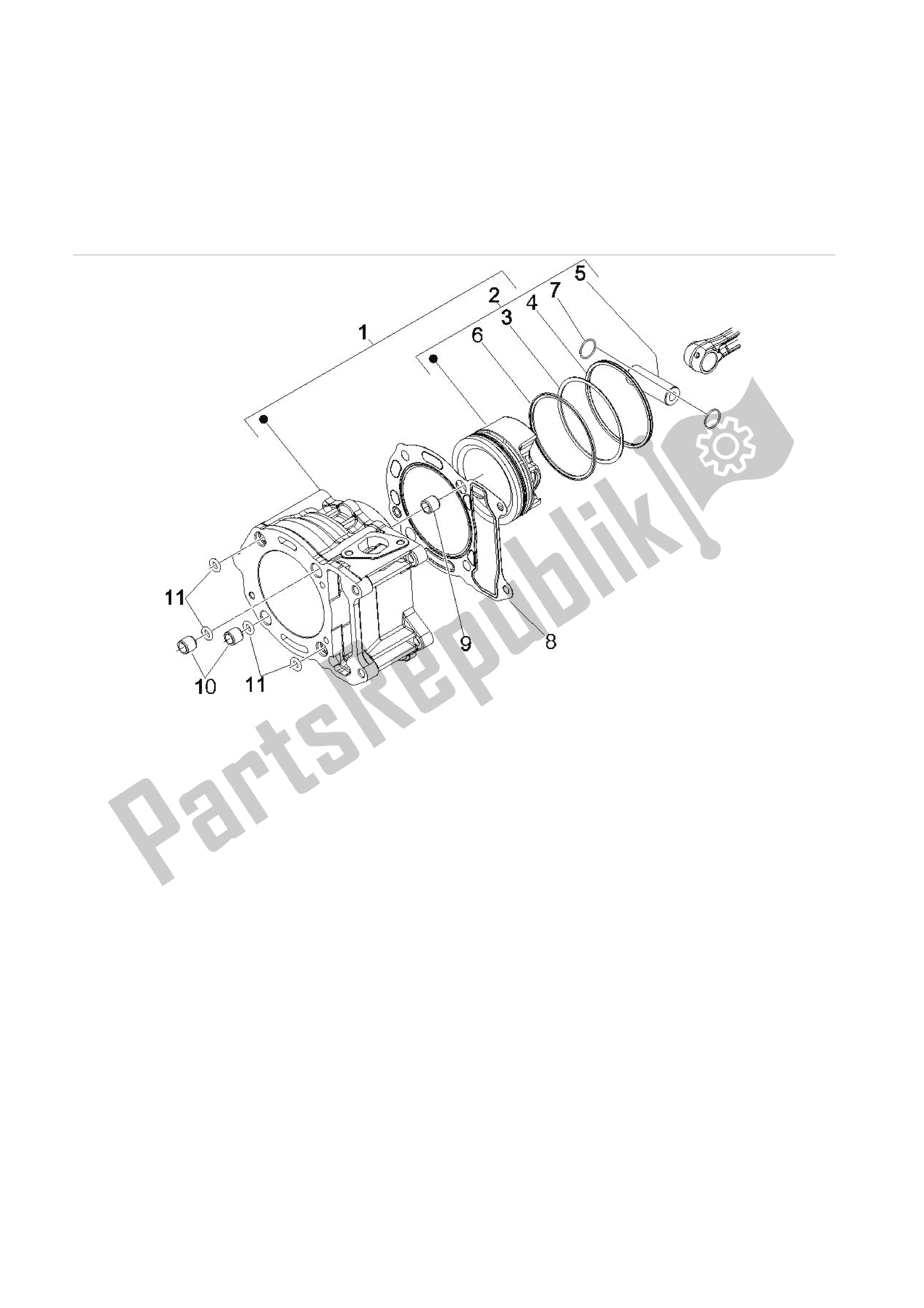 Tutte le parti per il Grupo Cilindro-pistón-eje del Vespa GTS 250 2005 - 2009