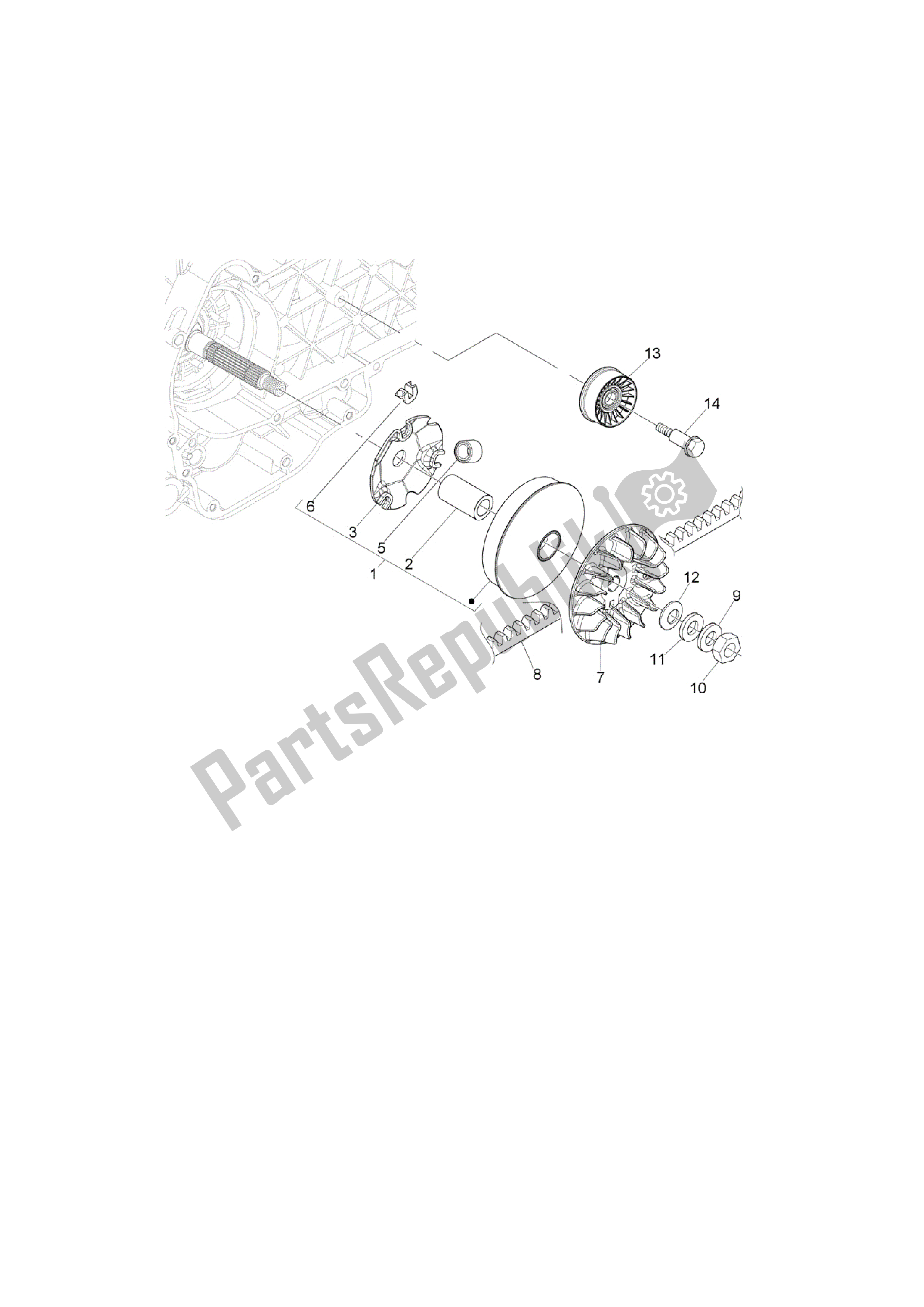 All parts for the Polea Conductora of the Vespa GTS 250 2005 - 2009