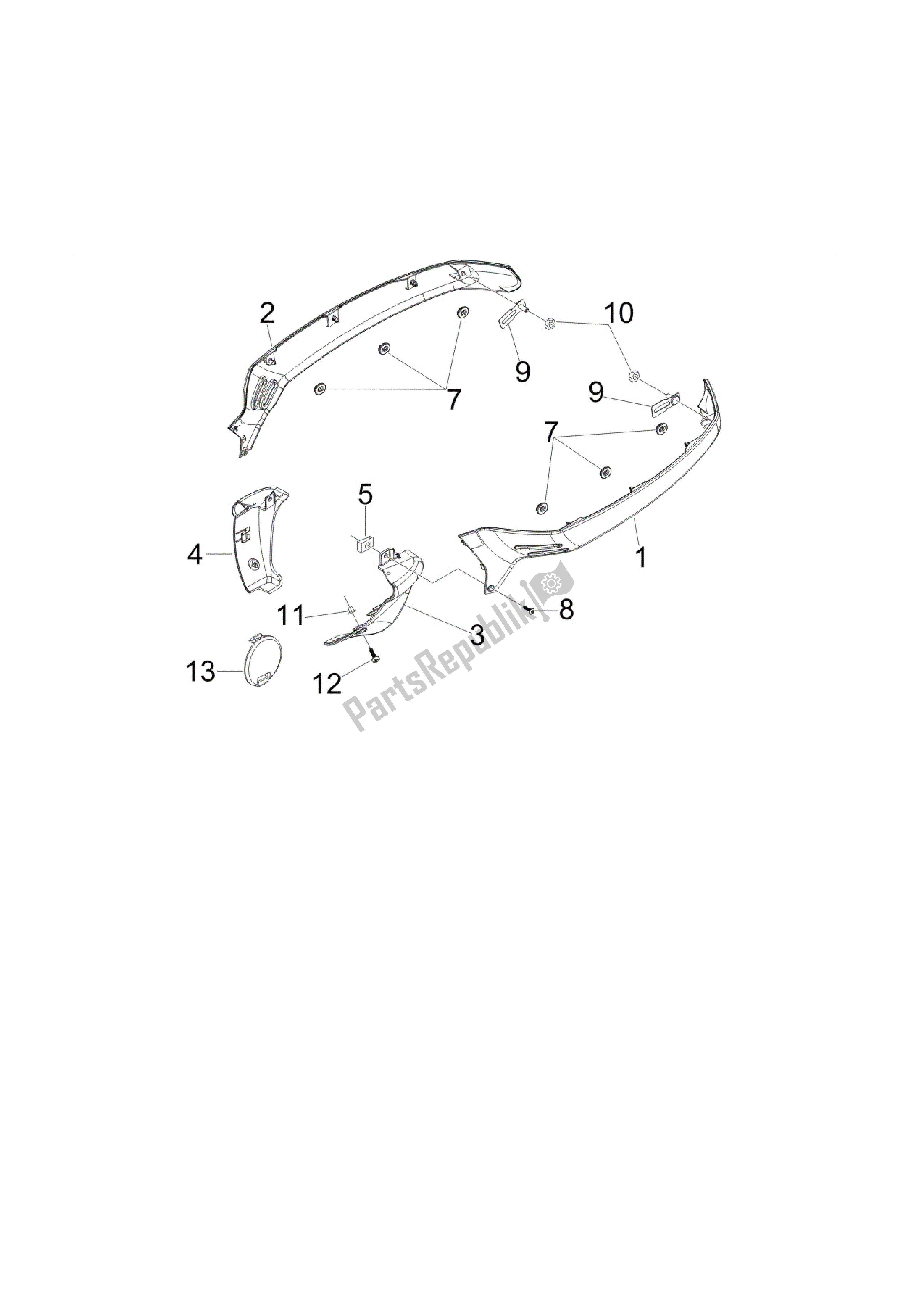 All parts for the Cubiertas Laterales - Spoiler of the Vespa GTS 250 2005 - 2009