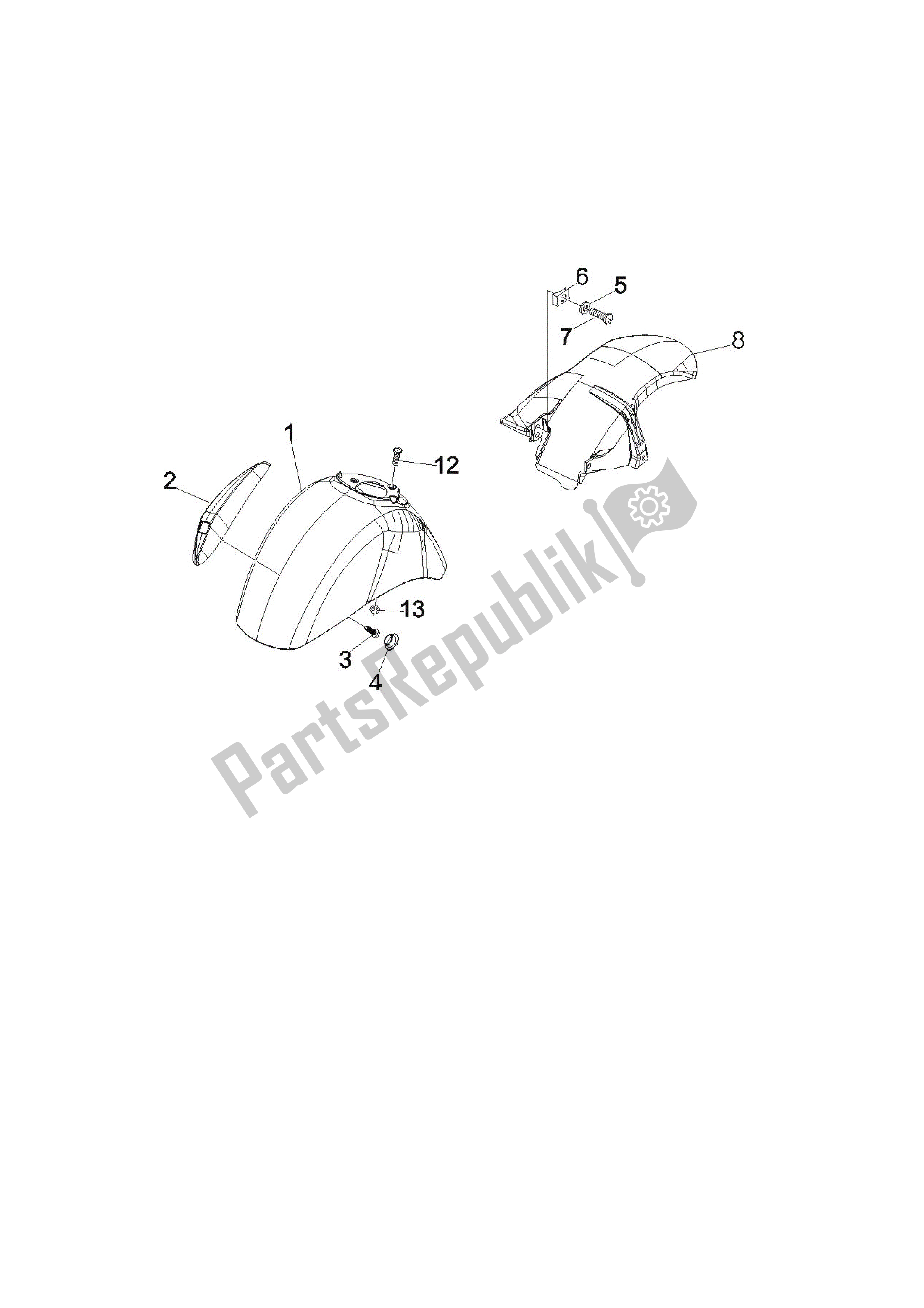 Todas as partes de Alojamiento Rueda - Guardabarros do Vespa GTS 250 2005 - 2009