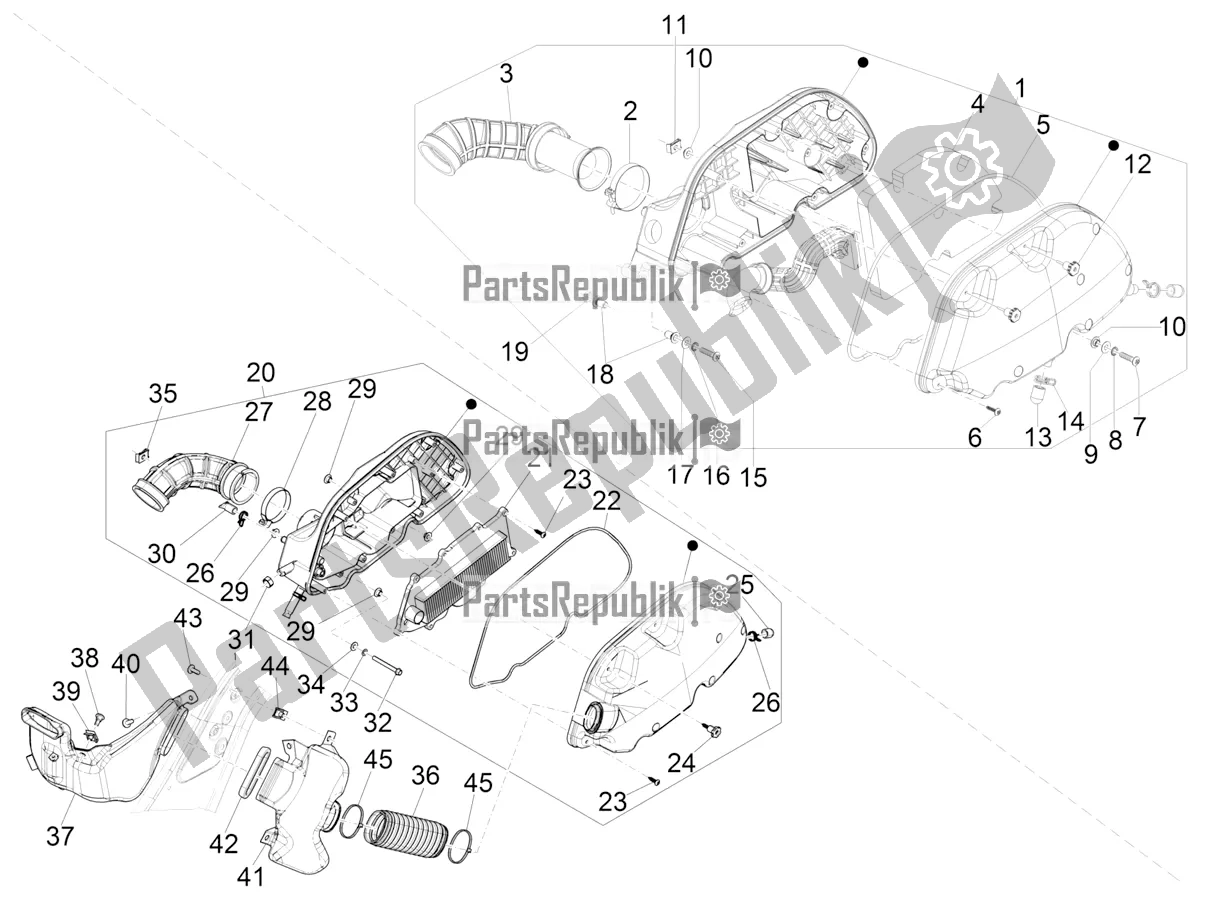 Toutes les pièces pour le Filtre à Air du Vespa GTS 300 4T 4V IE ABS Apac 2017