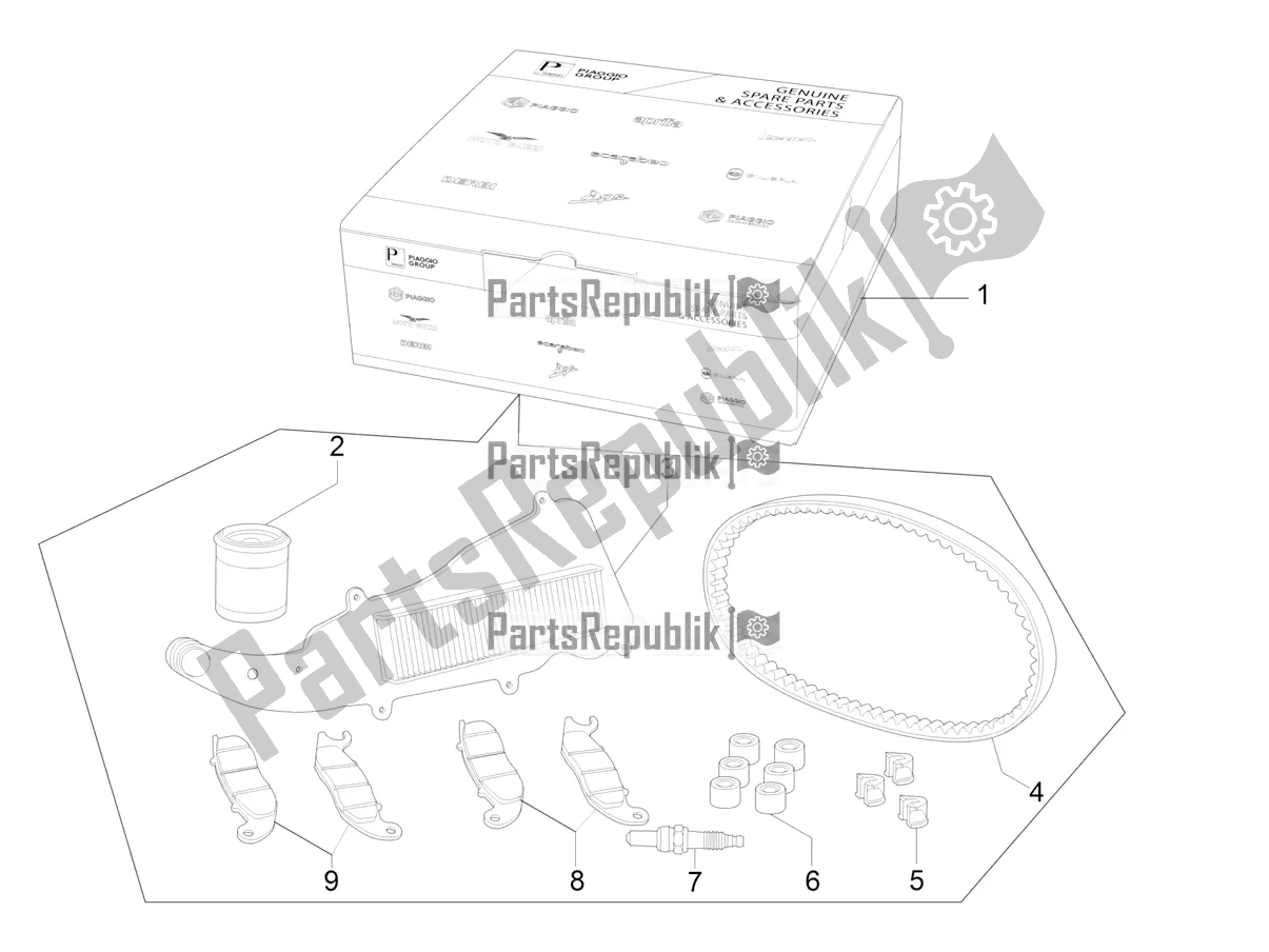 Toutes les pièces pour le Complete Wear And Maintenance Kit du Vespa GTS 300 4T 4V IE ABS Apac 2017