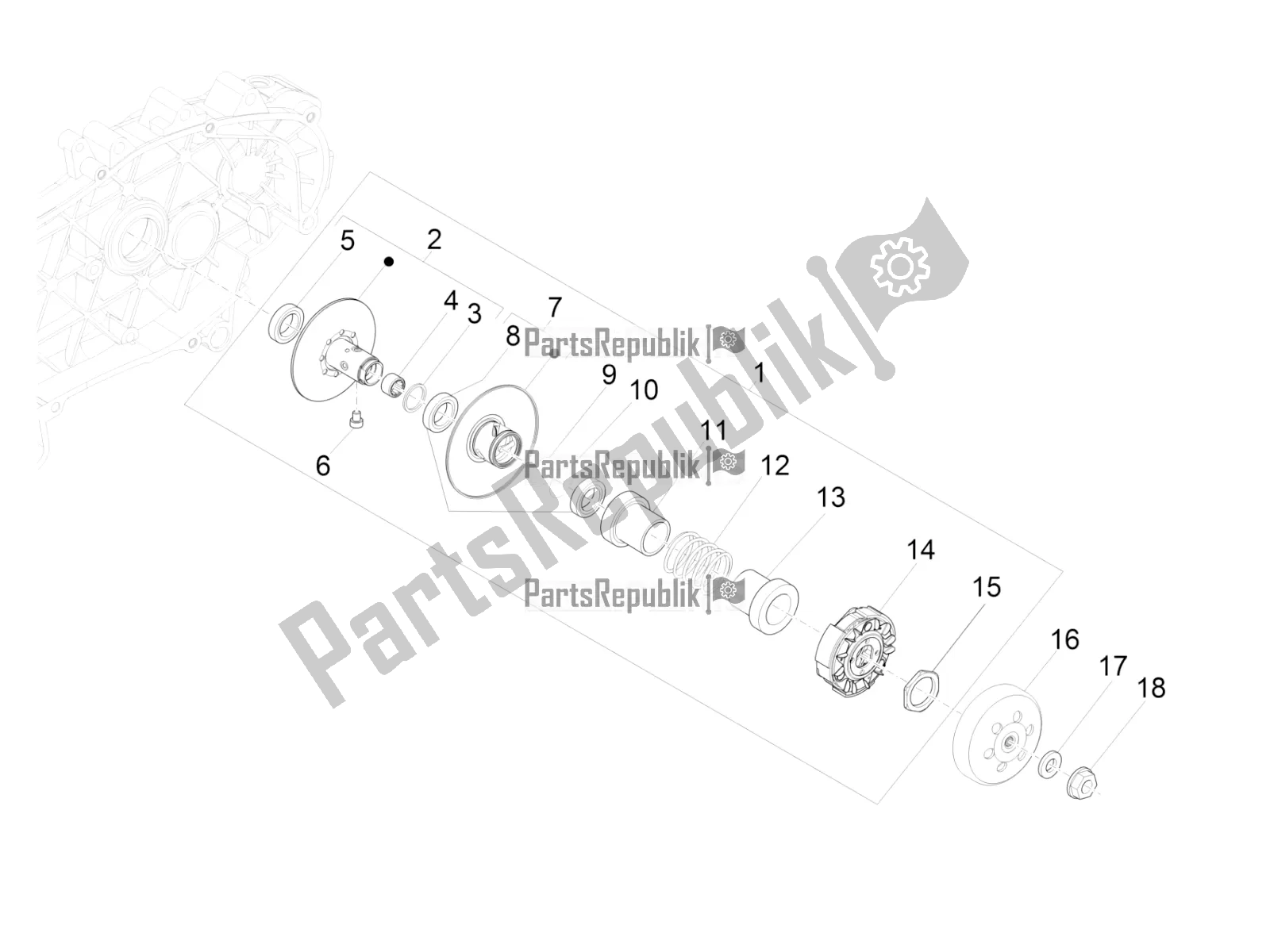 Toutes les pièces pour le Poulie Menée du Vespa GTS 300 4T 4V IE ABS Apac 2017