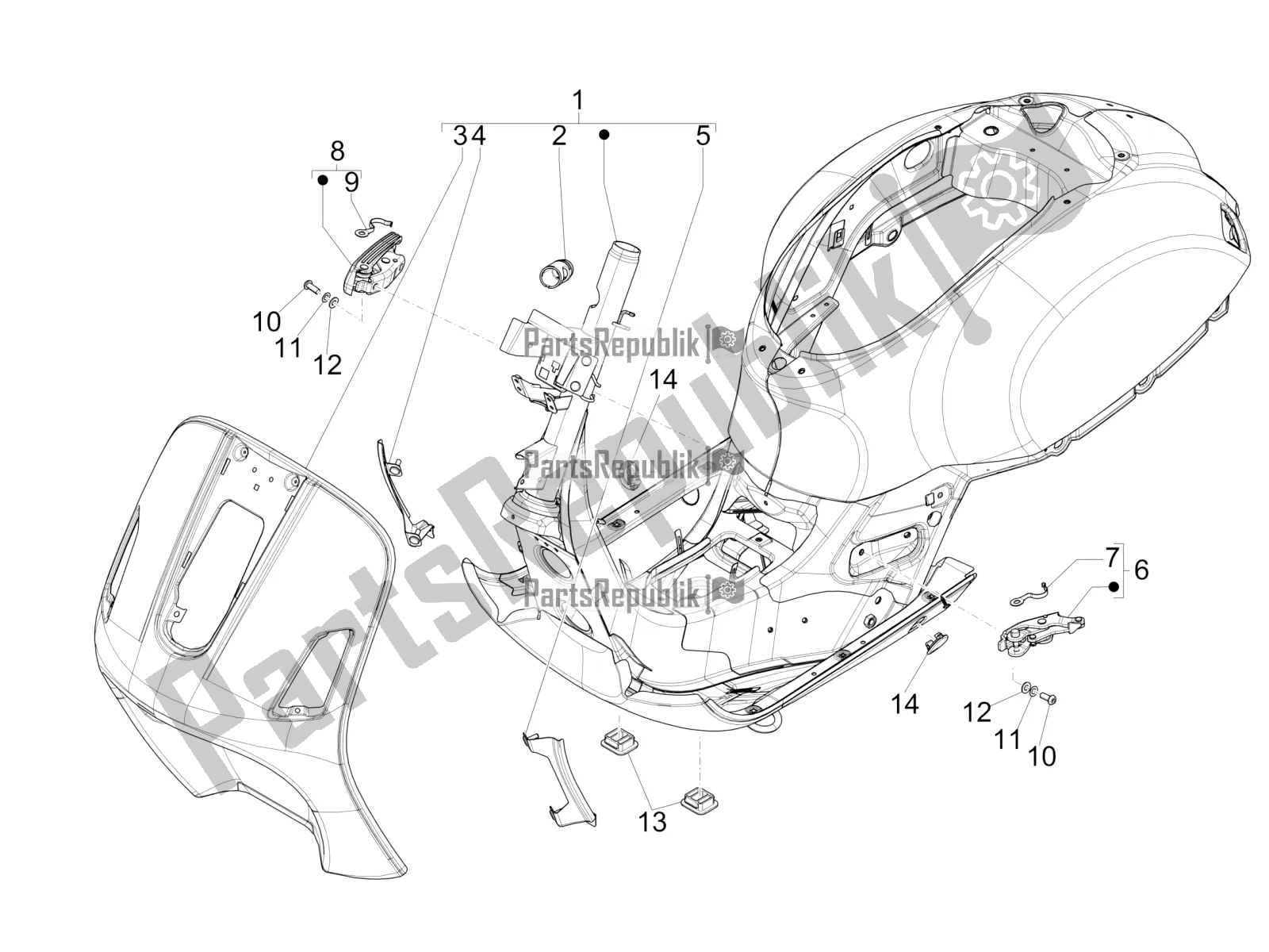 Toutes les pièces pour le Cadre / Carrosserie du Vespa GTS 300 4T 4V IE ABS Apac 2017