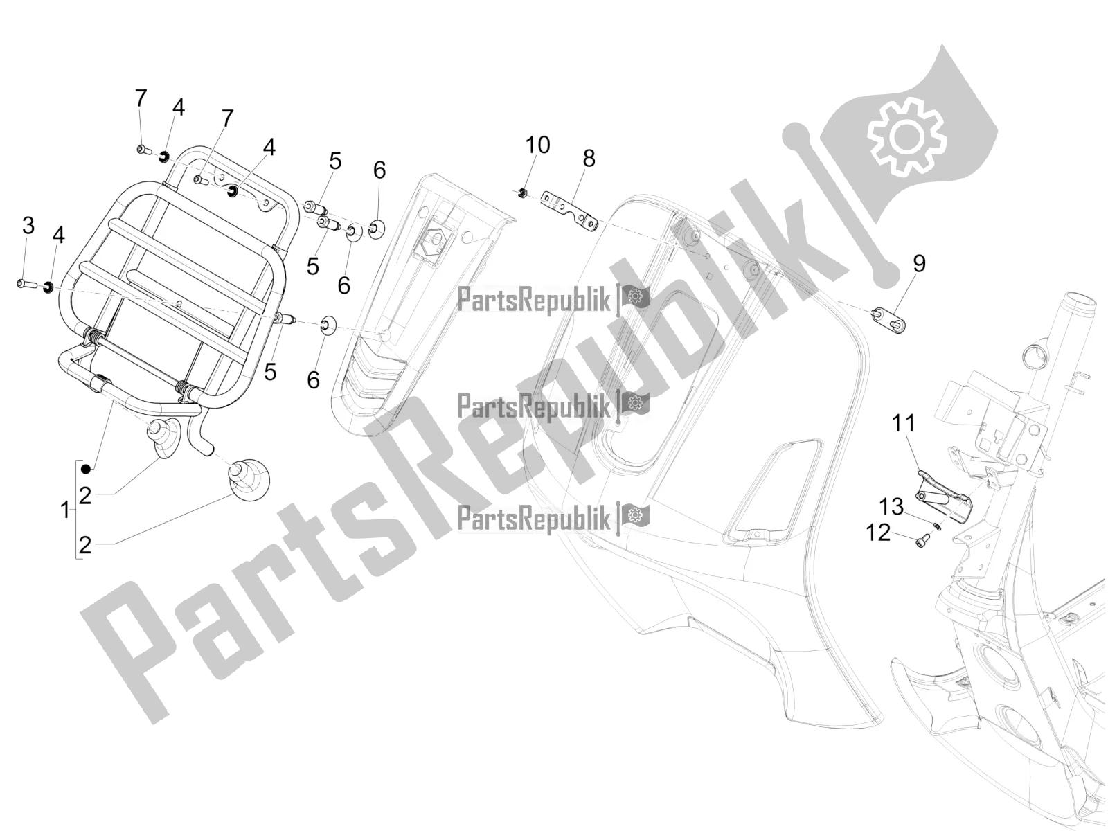 Todas las partes para Portaequipajes Delantero de Vespa GTS 300 4T 4V IE ABS Apac 2017