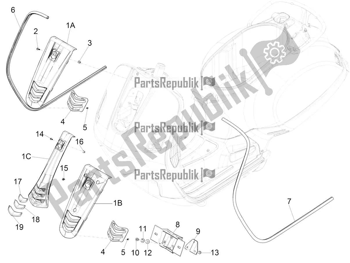 Todas las partes para Escudo Delantero de Vespa GTS 300 4T 4V IE ABS Apac 2017