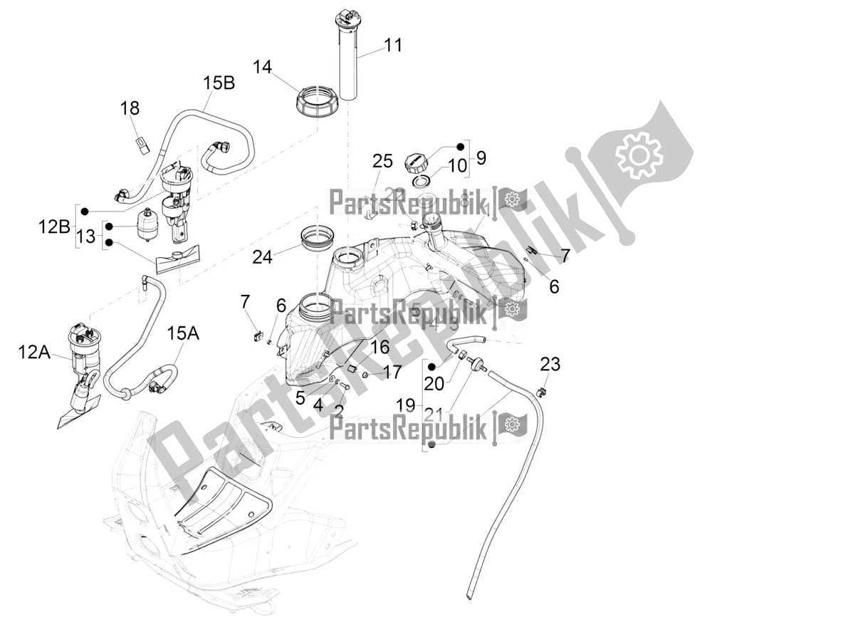 Todas las partes para Depósito De Combustible de Vespa GTS 300 4T 4V IE ABS Apac 2017