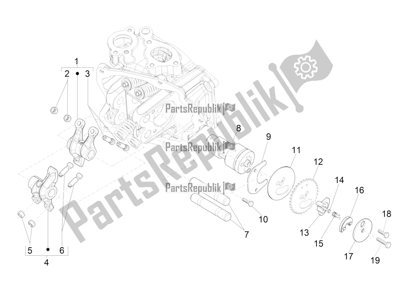 Toutes les pièces pour le Leviers à Bascule Support Unité du Vespa GTS 300 4T 4V IE ABS Apac 2017