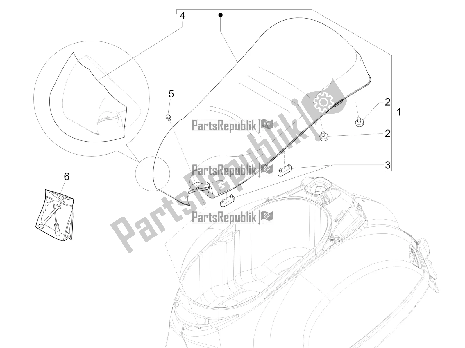 Todas as partes de Sela / Assentos do Vespa GTS 300 4T 4V IE ABS Apac 2017