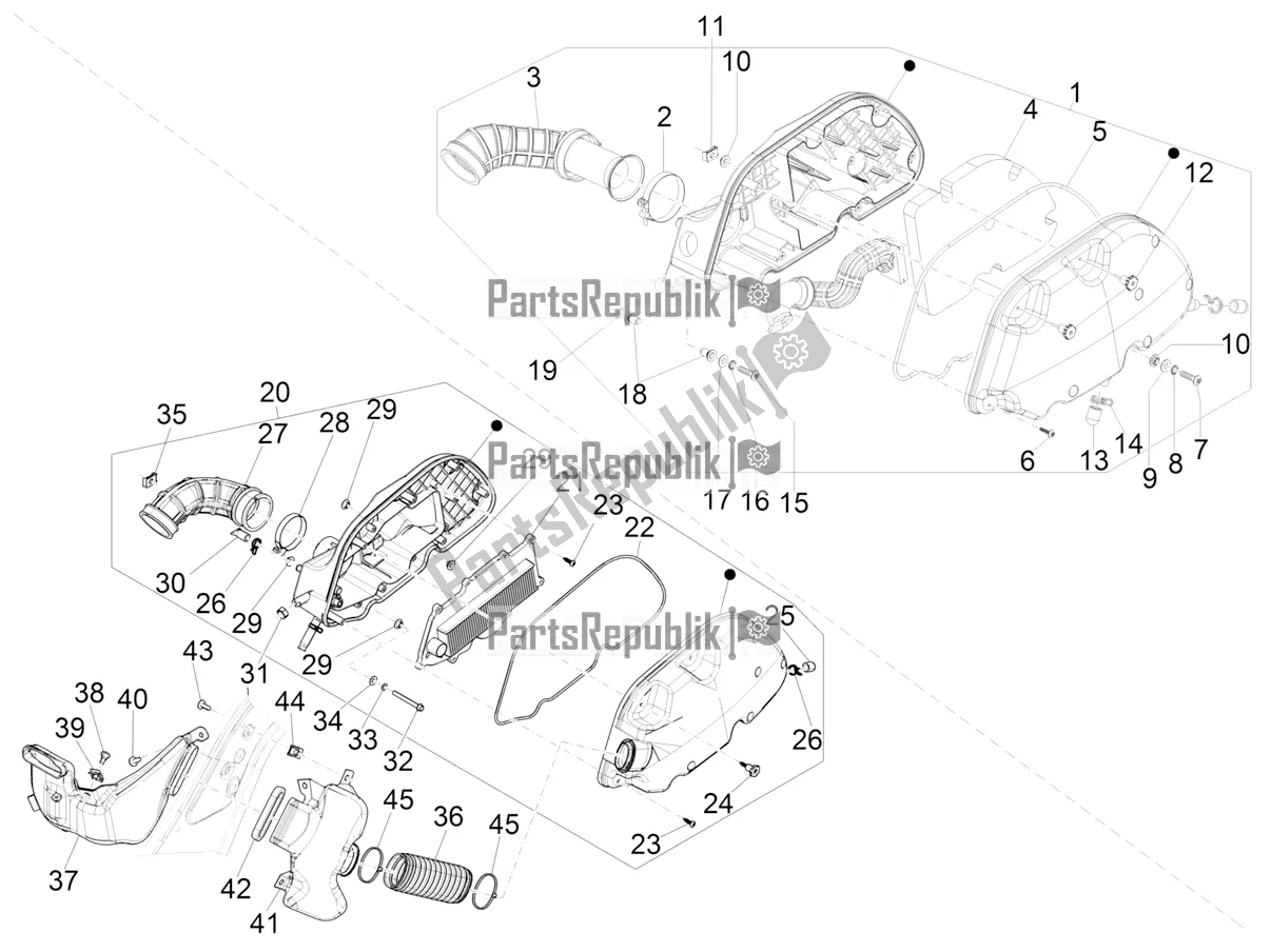 Toutes les pièces pour le Filtre à Air du Vespa GTS 300 4T 4V IE ABS Apac 2018