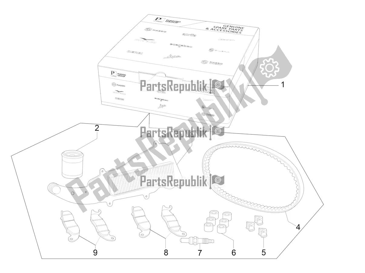 Todas las partes para Complete Wear And Maintenance Kit de Vespa GTS 300 4T 4V IE ABS Apac 2018