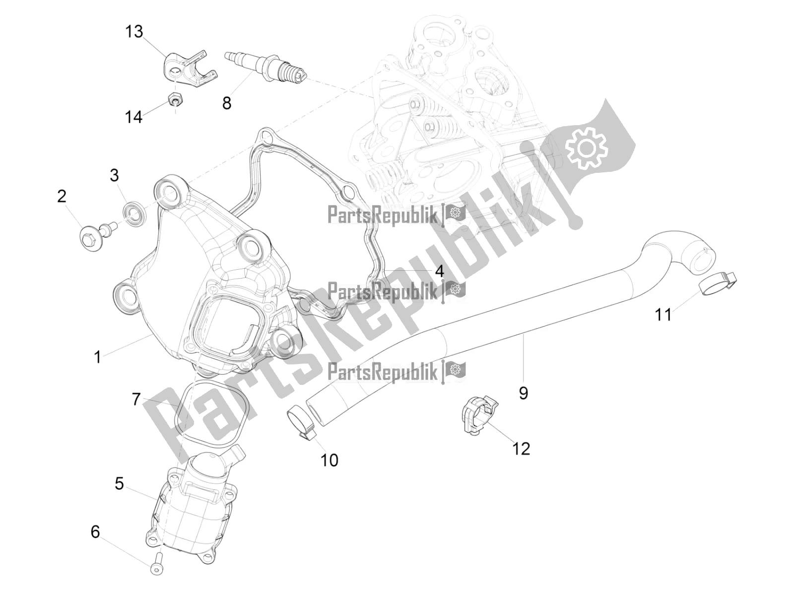 Todas las partes para Cubierta De Tapa De Cilindro de Vespa GTS 300 4T 4V IE ABS Apac 2018