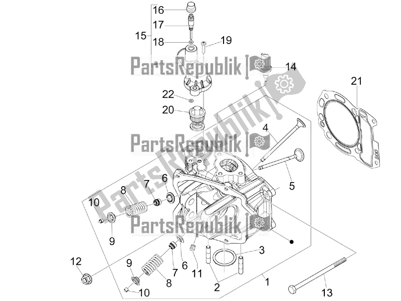All parts for the Cylinder Head Unit - Valve of the Vespa GTS 300 4T 4V IE ABS Apac 2018