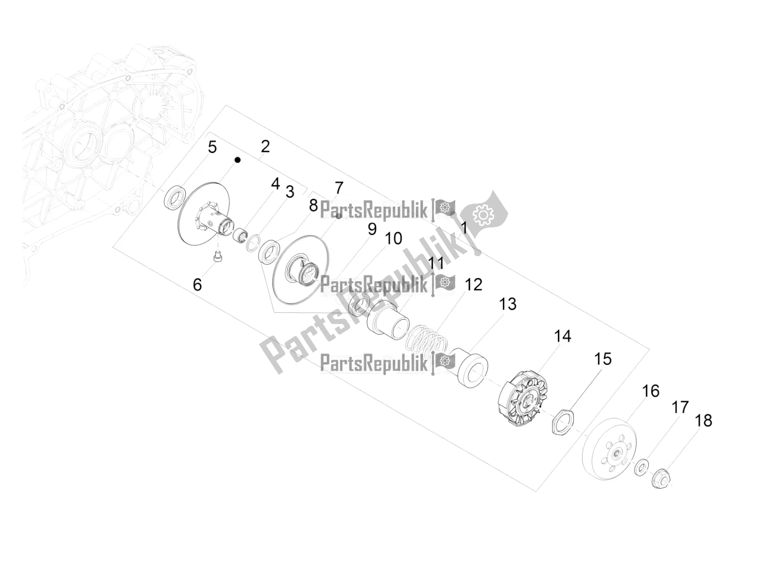 Toutes les pièces pour le Poulie Menée du Vespa GTS 300 4T 4V IE ABS Apac 2018