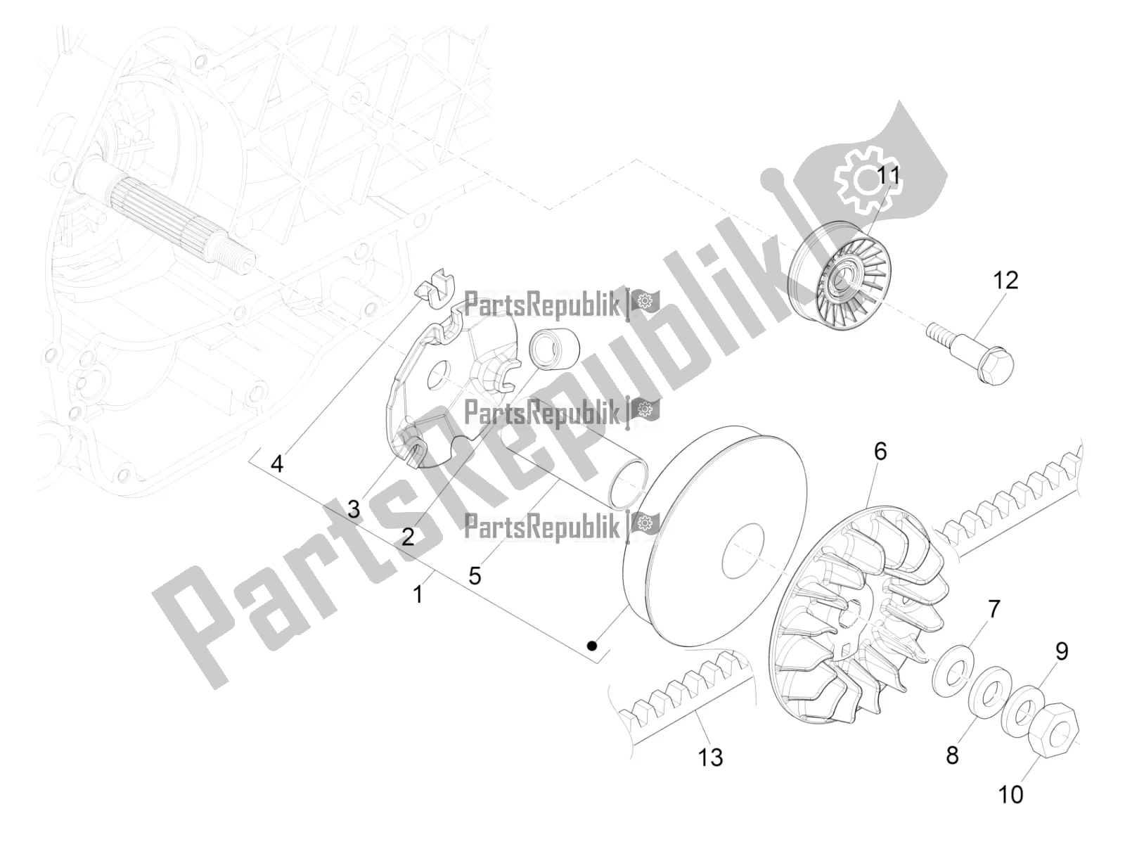 Todas las partes para Polea Motriz de Vespa GTS 300 4T 4V IE ABS Apac 2018