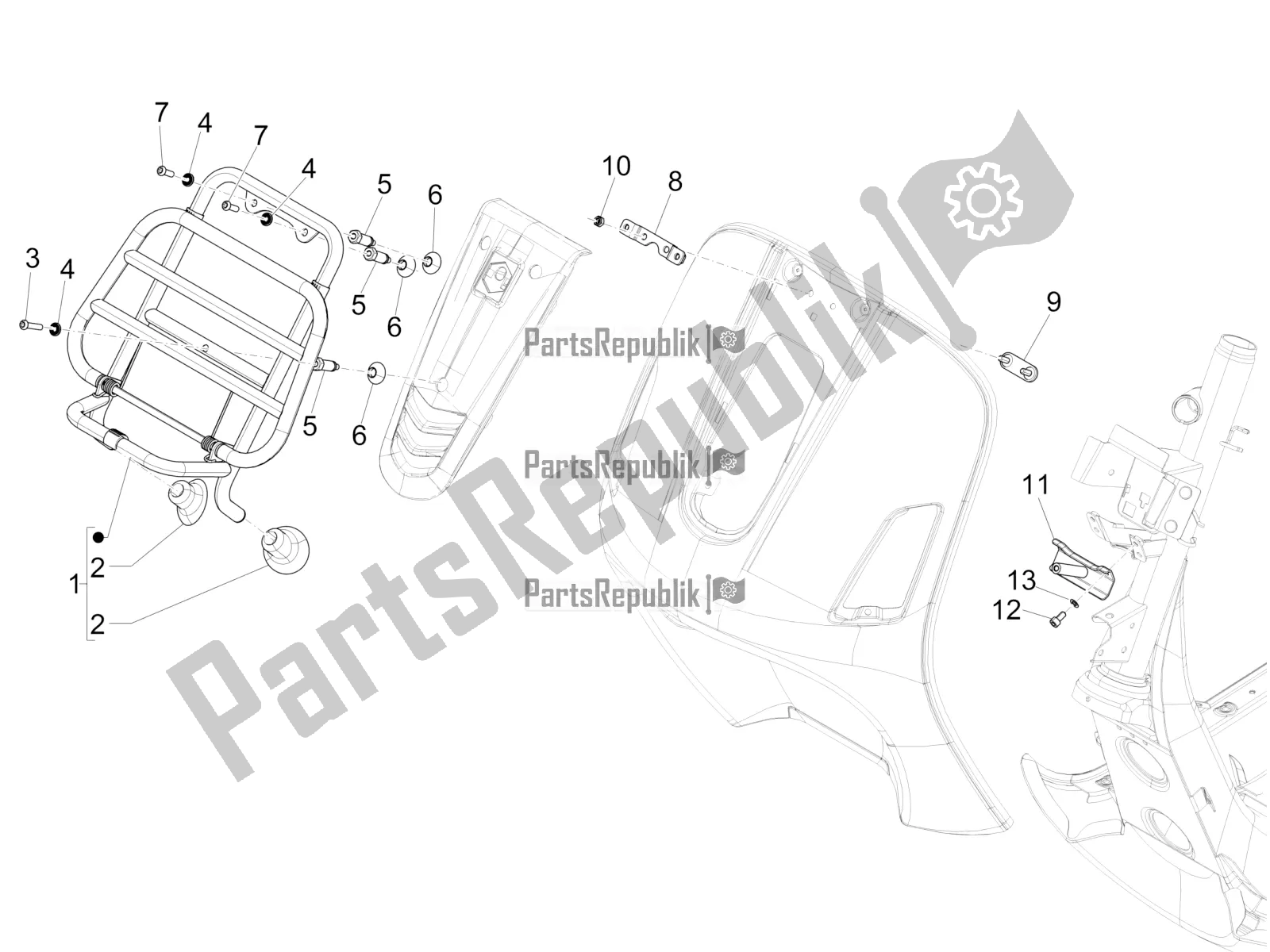 Toutes les pièces pour le Porte-bagages Avant du Vespa GTS 300 4T 4V IE ABS Apac 2018