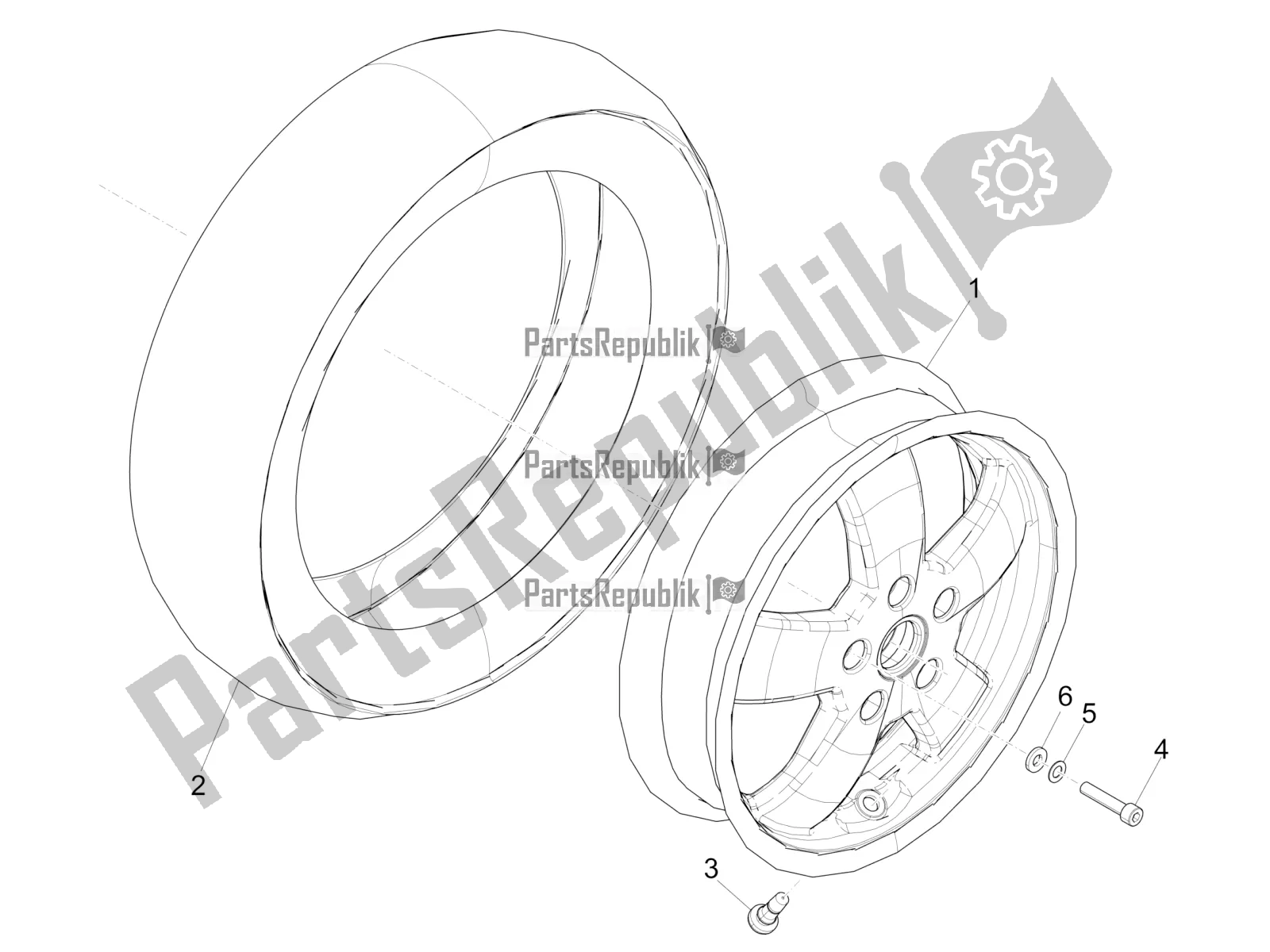 All parts for the Front Wheel of the Vespa GTS 300 4T 4V IE ABS Apac 2018
