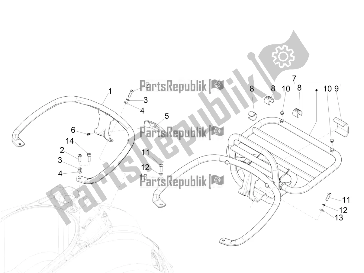 Todas las partes para Portaequipajes Trasero de Vespa GTS 300 4T 4V IE ABS Apac 2018