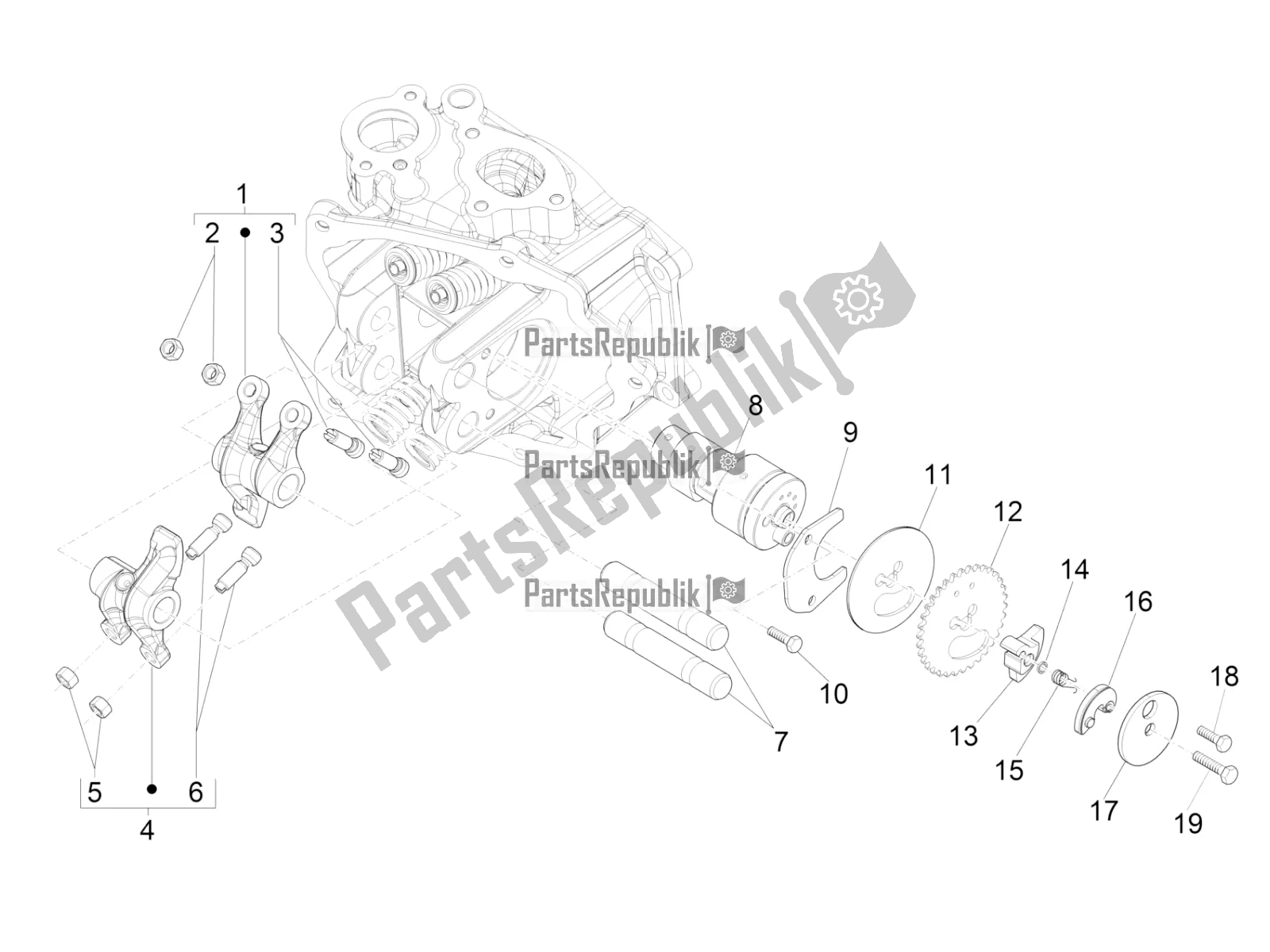 Toutes les pièces pour le Leviers à Bascule Support Unité du Vespa GTS 300 4T 4V IE ABS Apac 2018